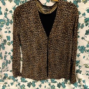 90s Leopard Cheetah Print top by Notations clothing brand. Size 0